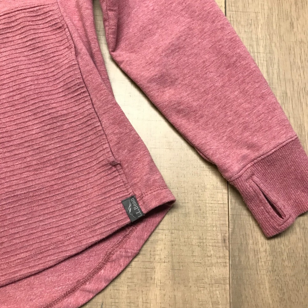L.L. Bean Sweatshirt Womens Size PS Petite Small Pink Pullover Funnel Neck Cozy - Picture 5 of 10